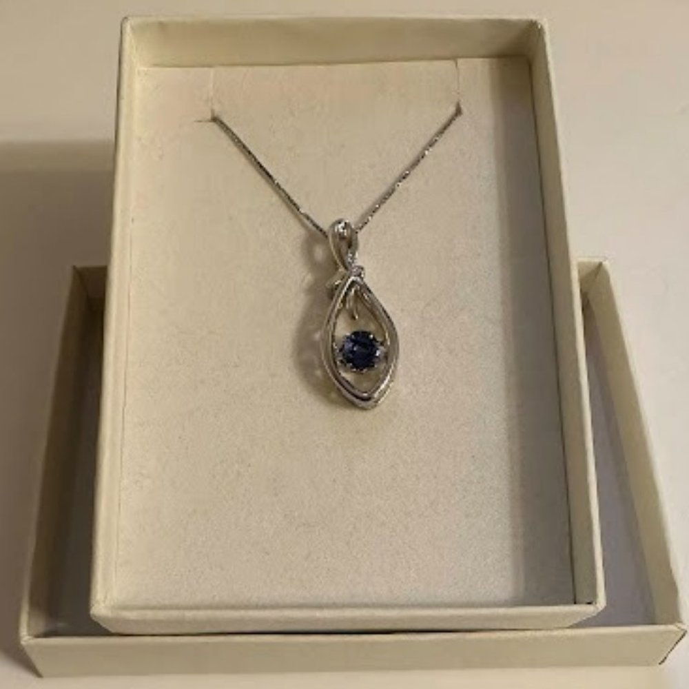 Kay Jewelers Silver& Blue Teardrop Pendant Necklace